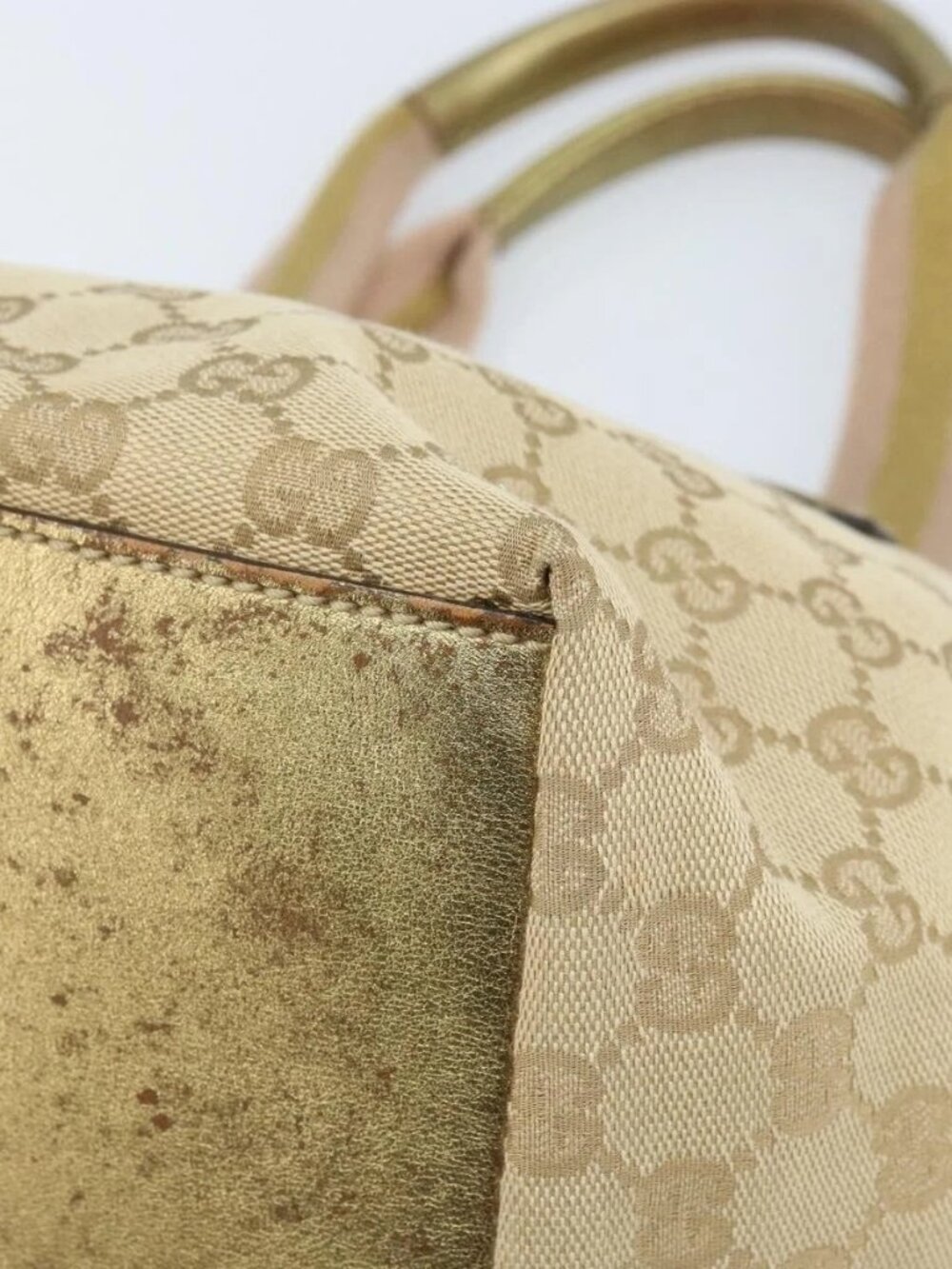 GUCCI GG Canvas Hand Bag Beige Gold 131228 Auth gh1835 - Picture 11 of 16